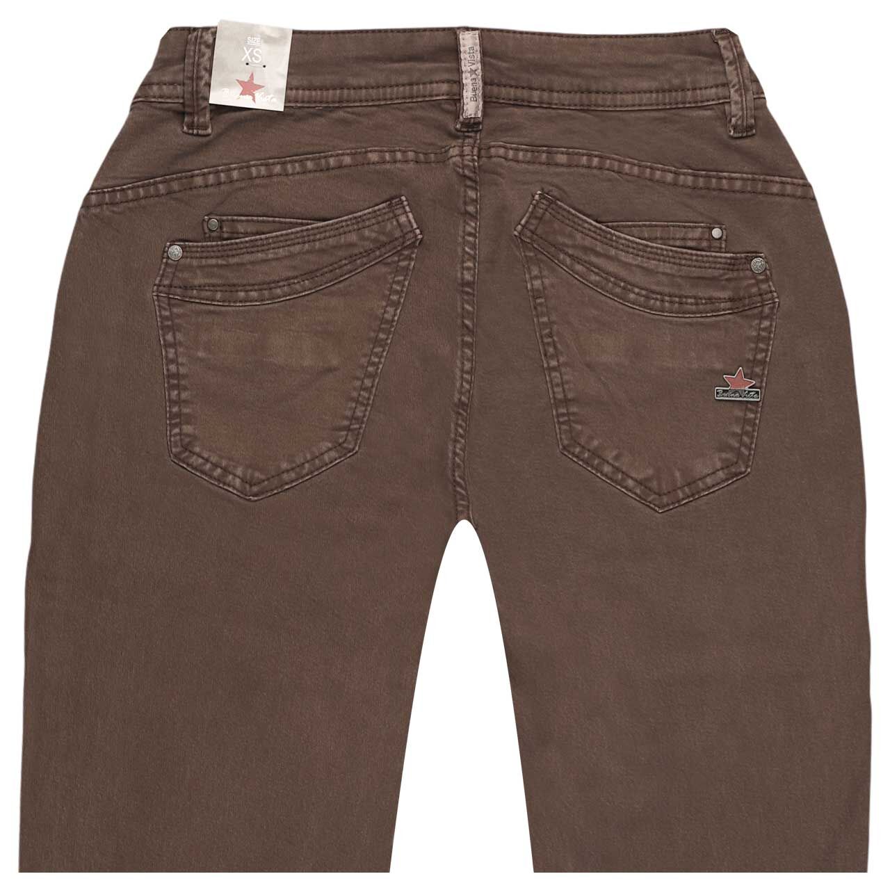 Damen Ankle Baumwollhose Malibu Cropped Summer Stretch Twill von Buena Vista in Braun, detaillierte Rückansicht