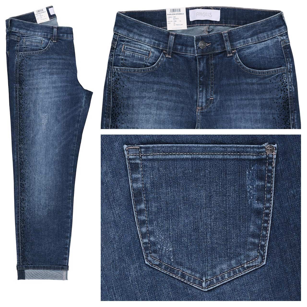 Angels Darleen 7/8 Jeans Strass dark indigo destroyed sparkle