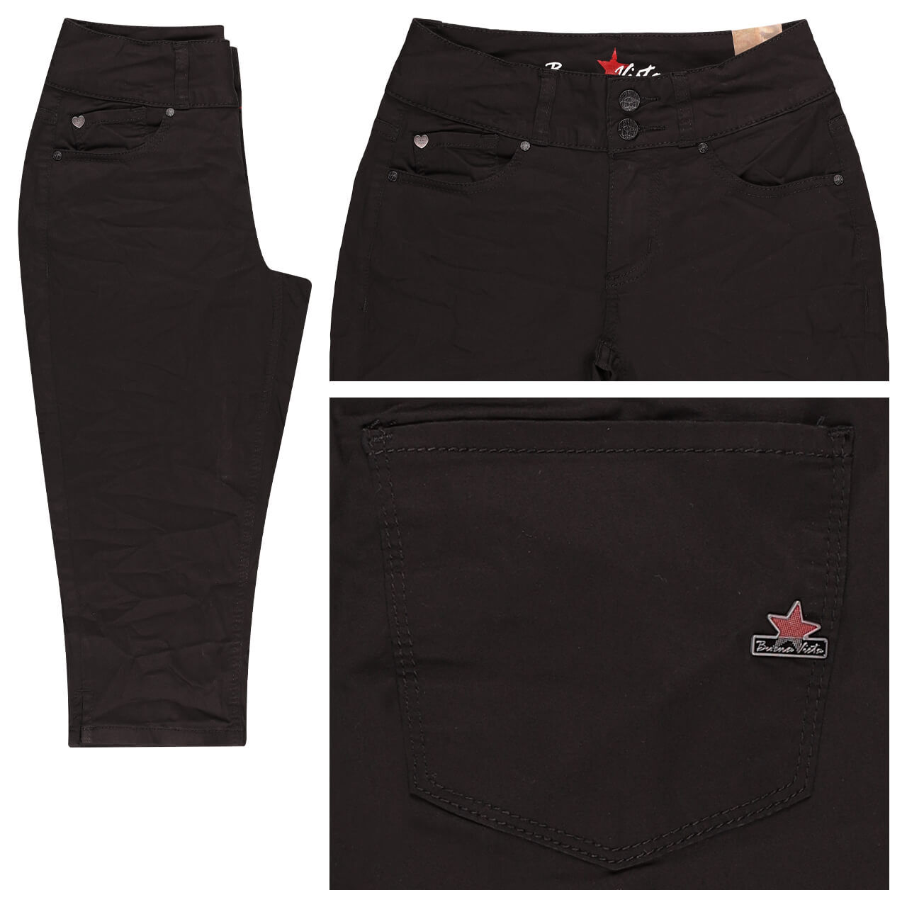 Buena Vista Tummyless-Capri Stretch Twill Baumwollhose black Buena Vista Tummyless-Capri Stretch Twill Baumwollhose black