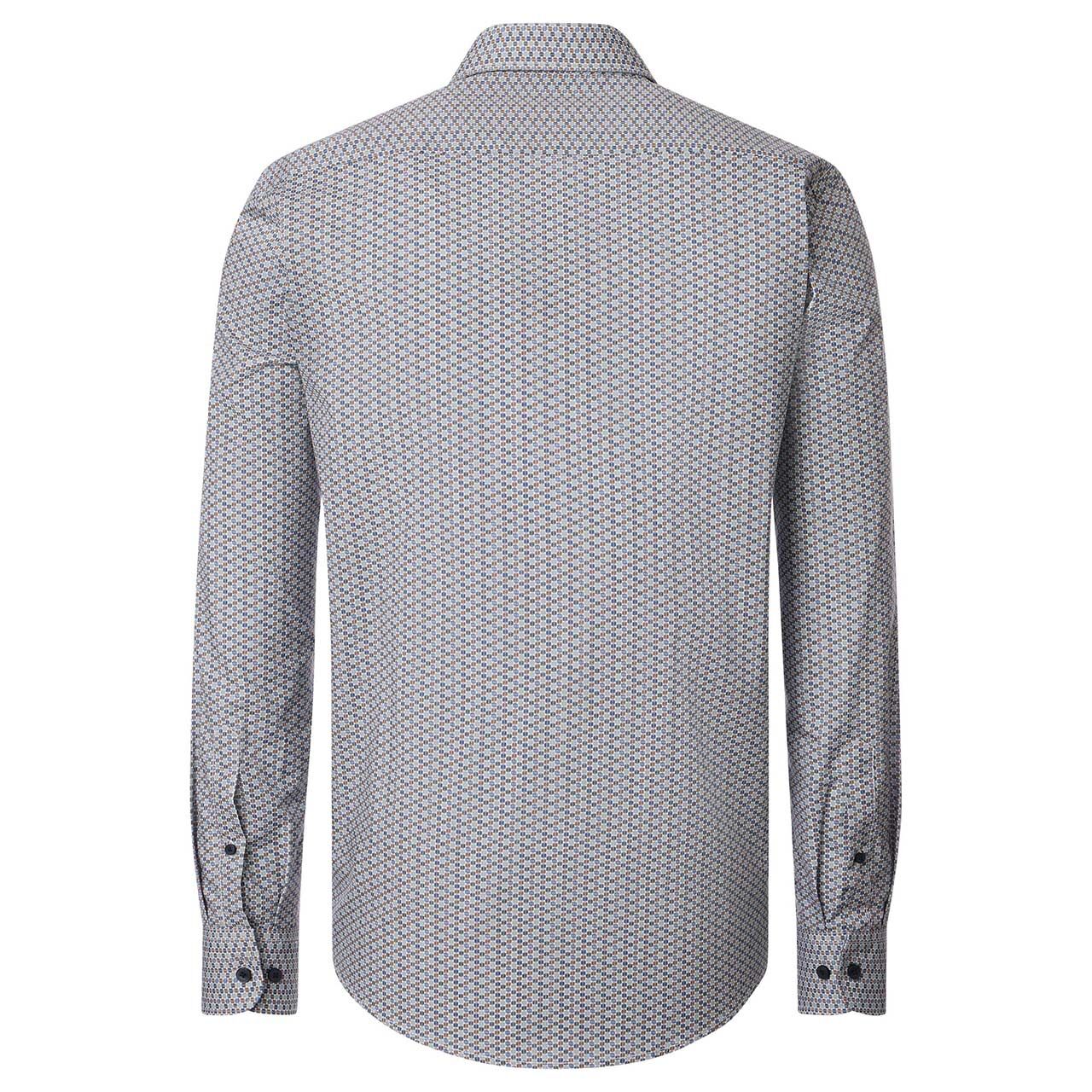 Herren Langarm Hemd von Casa Moda in Grün mit Print, Rückansicht