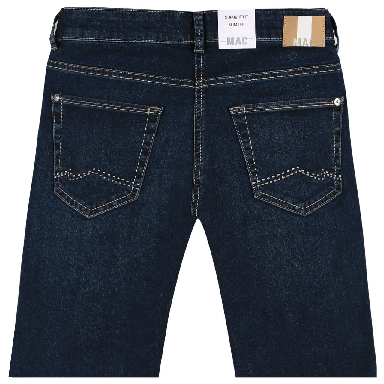 mac-carriepipe-jeans-darkblue-D845-hinten Damenjeans Carrie Pipe von MAC in Dunkelblau verwaschen, detaillierte Rückansicht