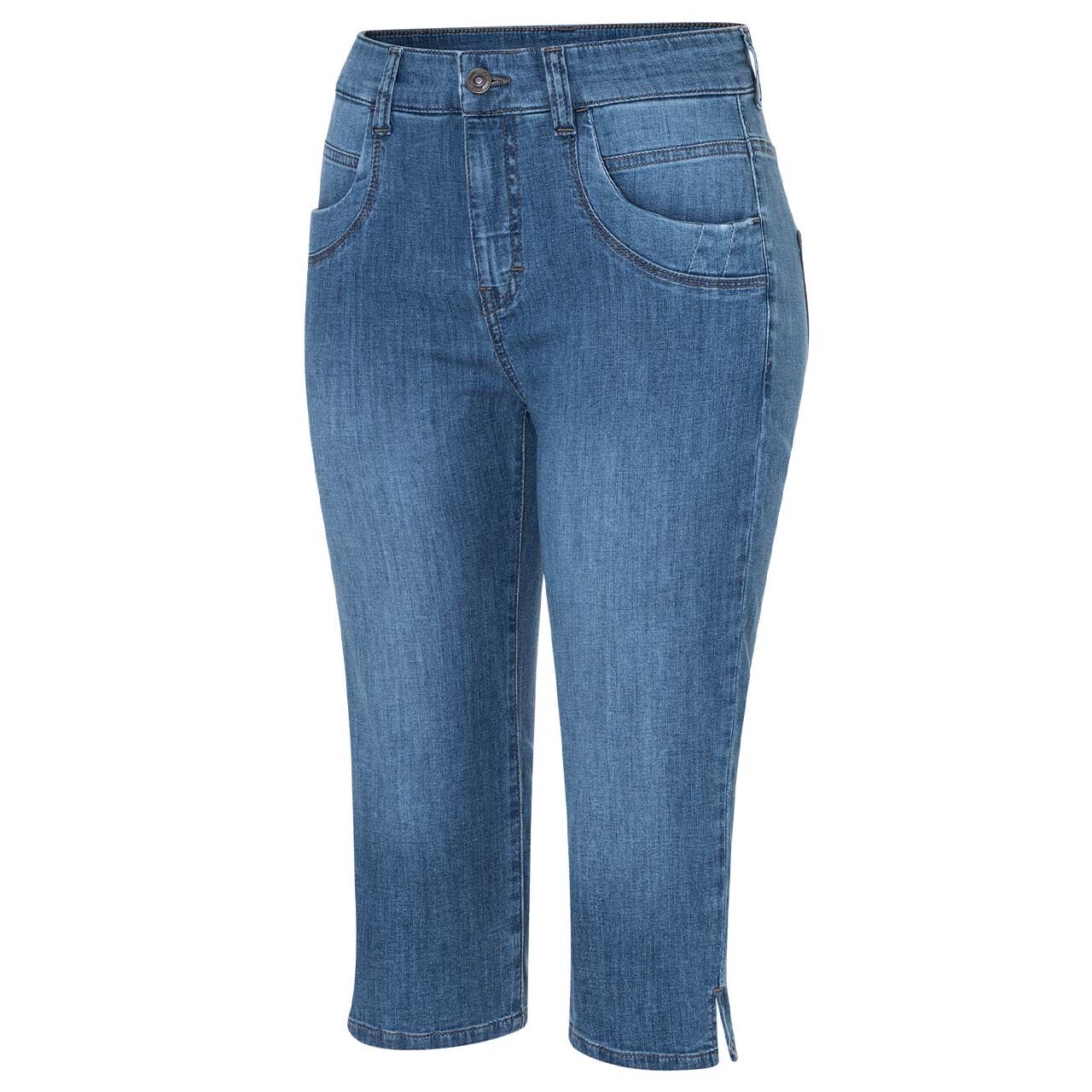 Damen 3/4 Jeans Capri von Mac in Blau angewaschen, seitliche Vorderansicht