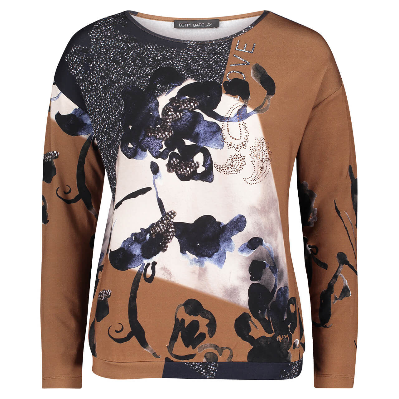 Betty Barclay Langarm Shirt für Damen in Beige mit Print, FarbNr.: 7889