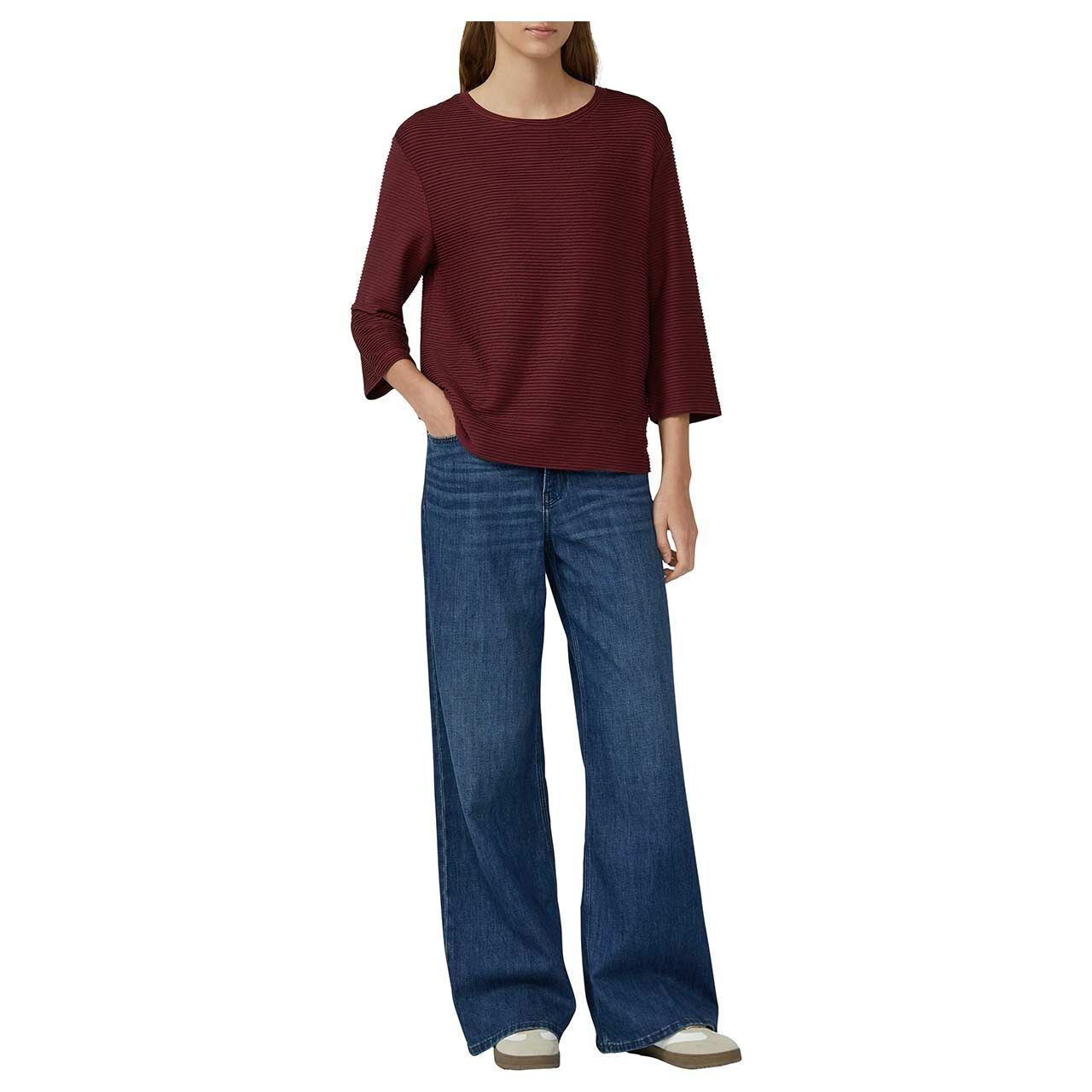 Damen 3/4 Arm Sweatshirt von s.Oliver in Dunkelrot, Vorderansicht am Model