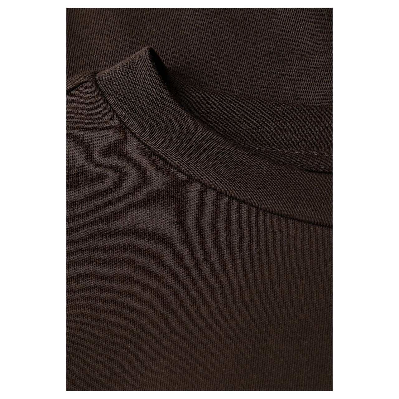 Damen T-Shirt Basic Puff Sleeve von Street One in Dunkelbraun, Detailansicht Material