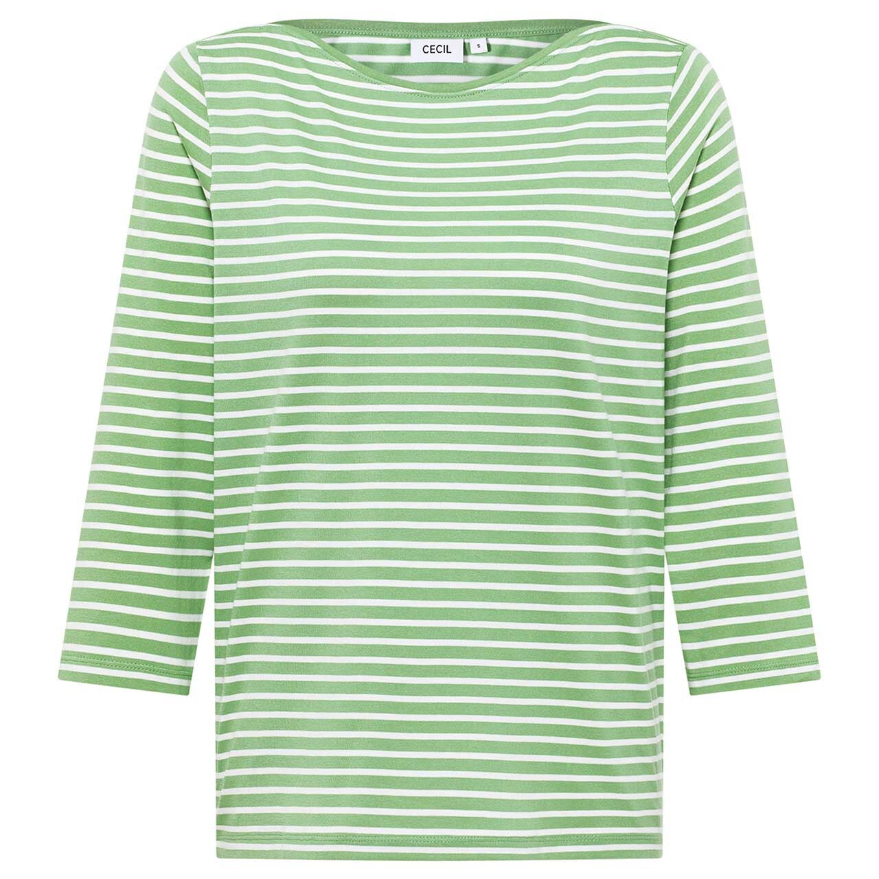 Cecil Damen 3/4 Arm Shirt Basic Stripe Boatneck fennel green stripe