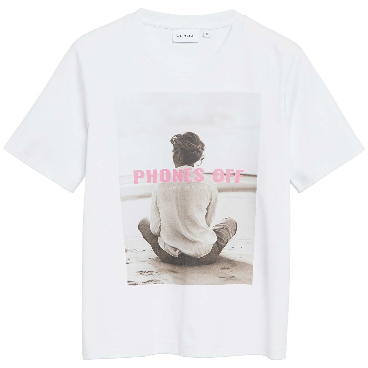 Comma Damen T-Shirt white print