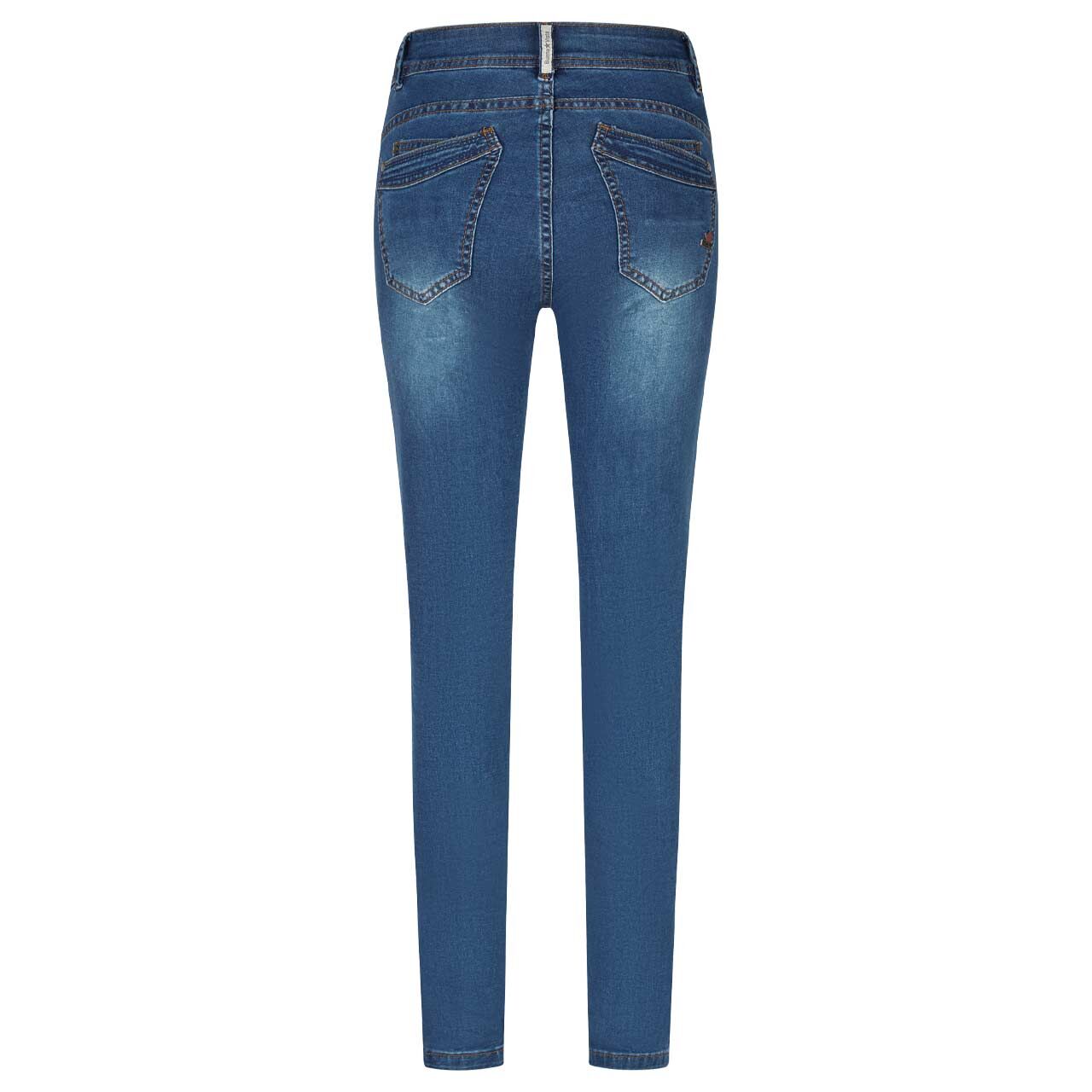 Damen Ankle Jeans Malibu-Zip High Cropped Cozy Denim von Buena Vista in Dunkelblau angewaschen, Rückansicht