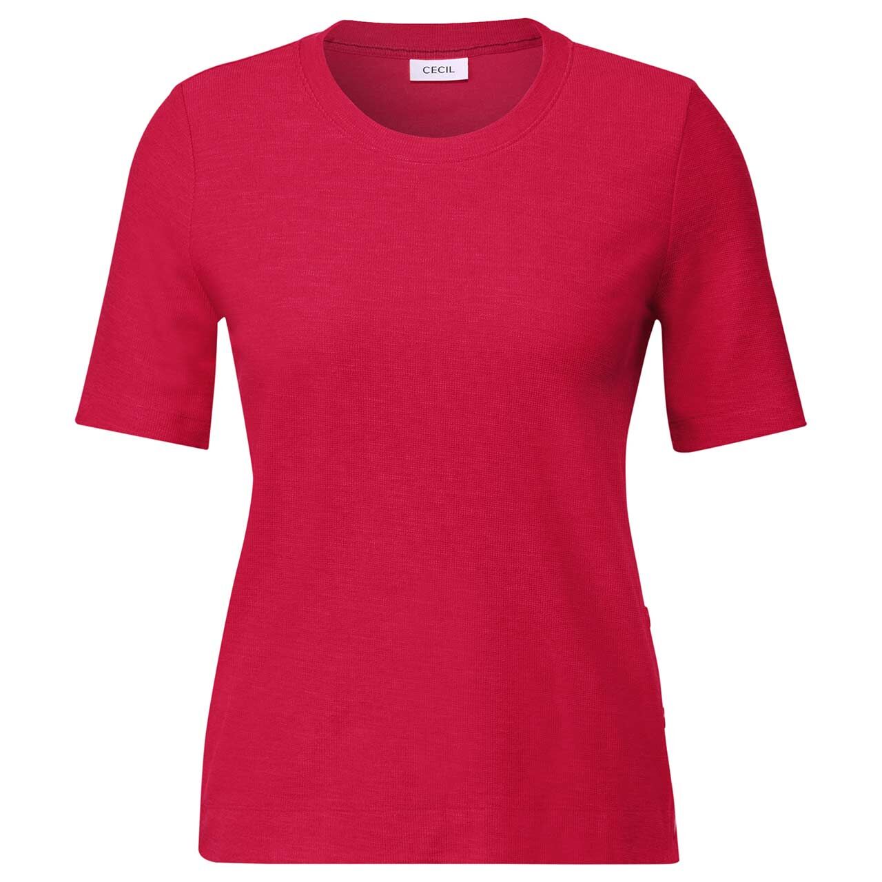 Cecil Damen T-Shirt Bouclé Slub Button glazed apple red