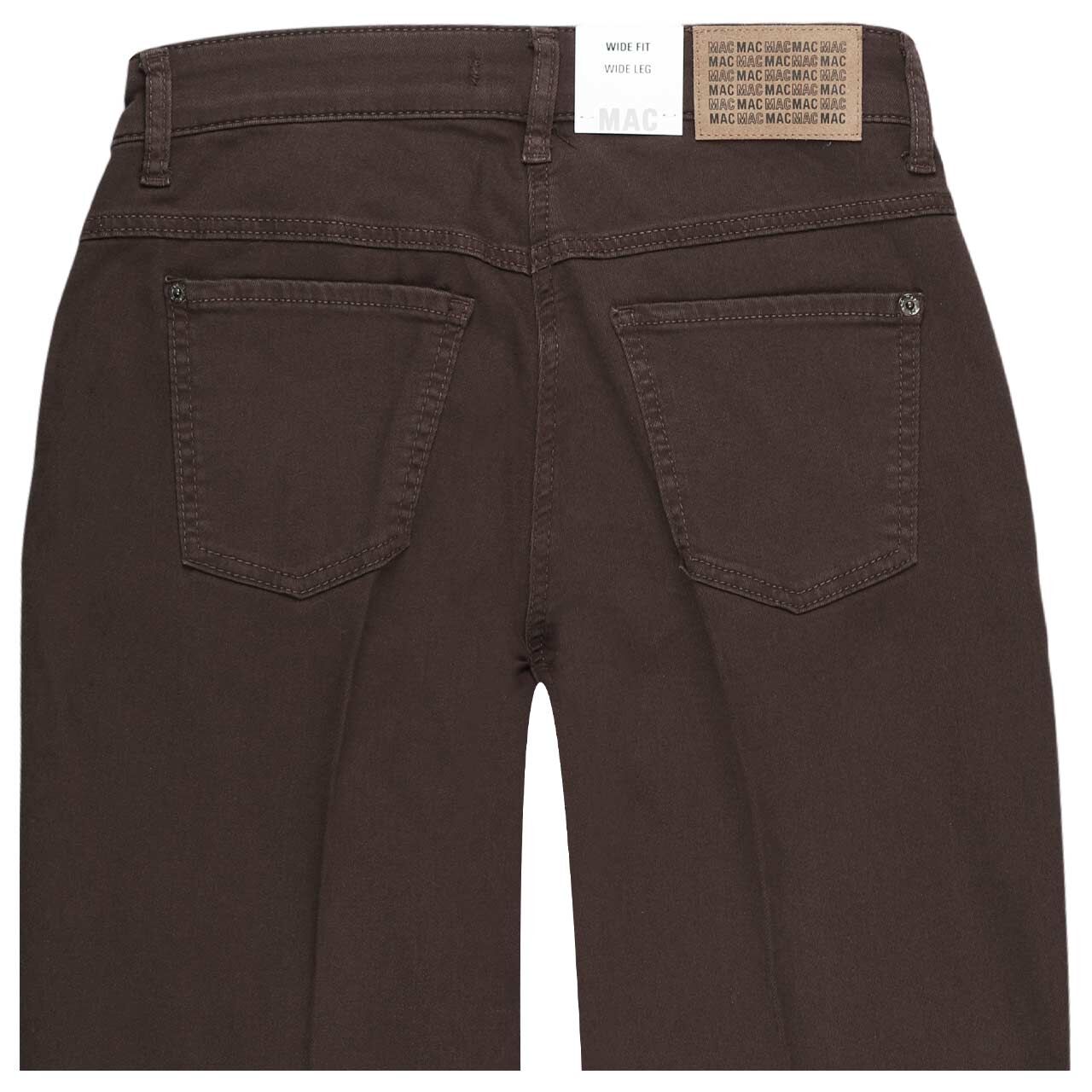 Stretch Damenjeans Wide von MAC in Dunkelbraun, detaillierte Rückansicht