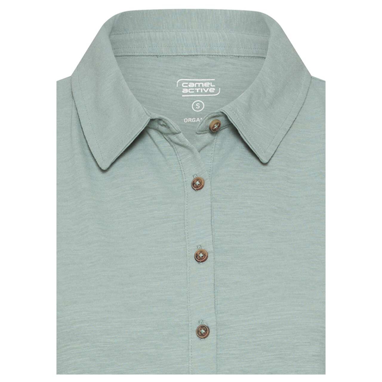 Damen Poloshirt von Camel active in Jadegrün, detaillierte Vorderansicht