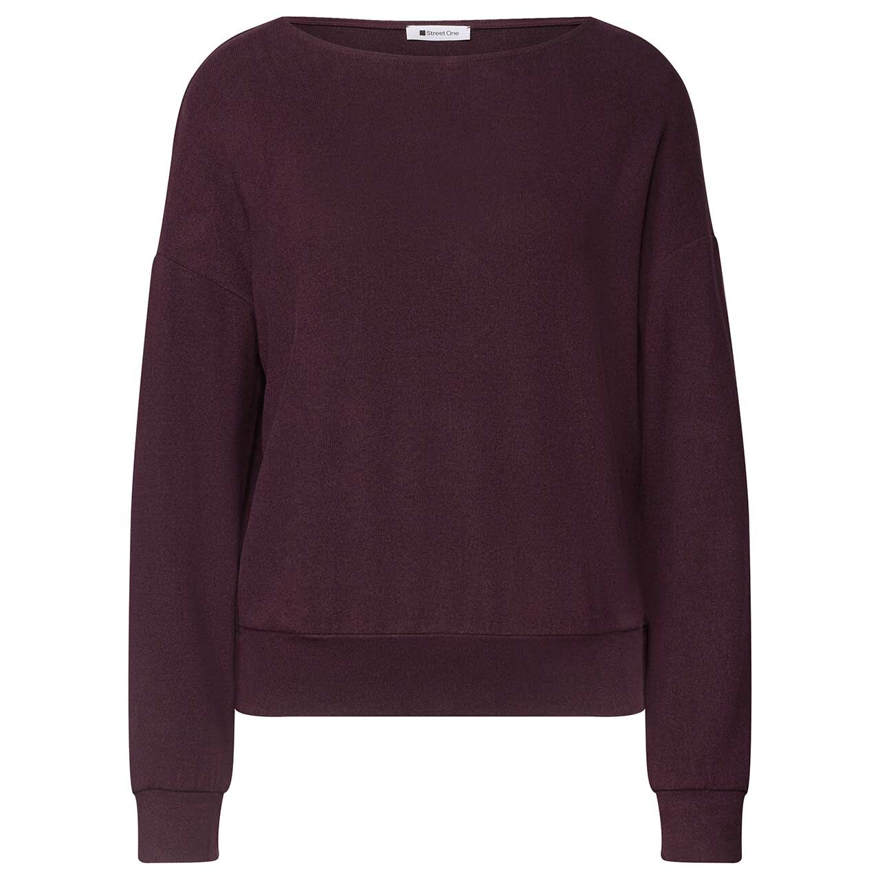 Street One Damen Langarm Shirt Soft Bottom Cuff rustic rouge melange