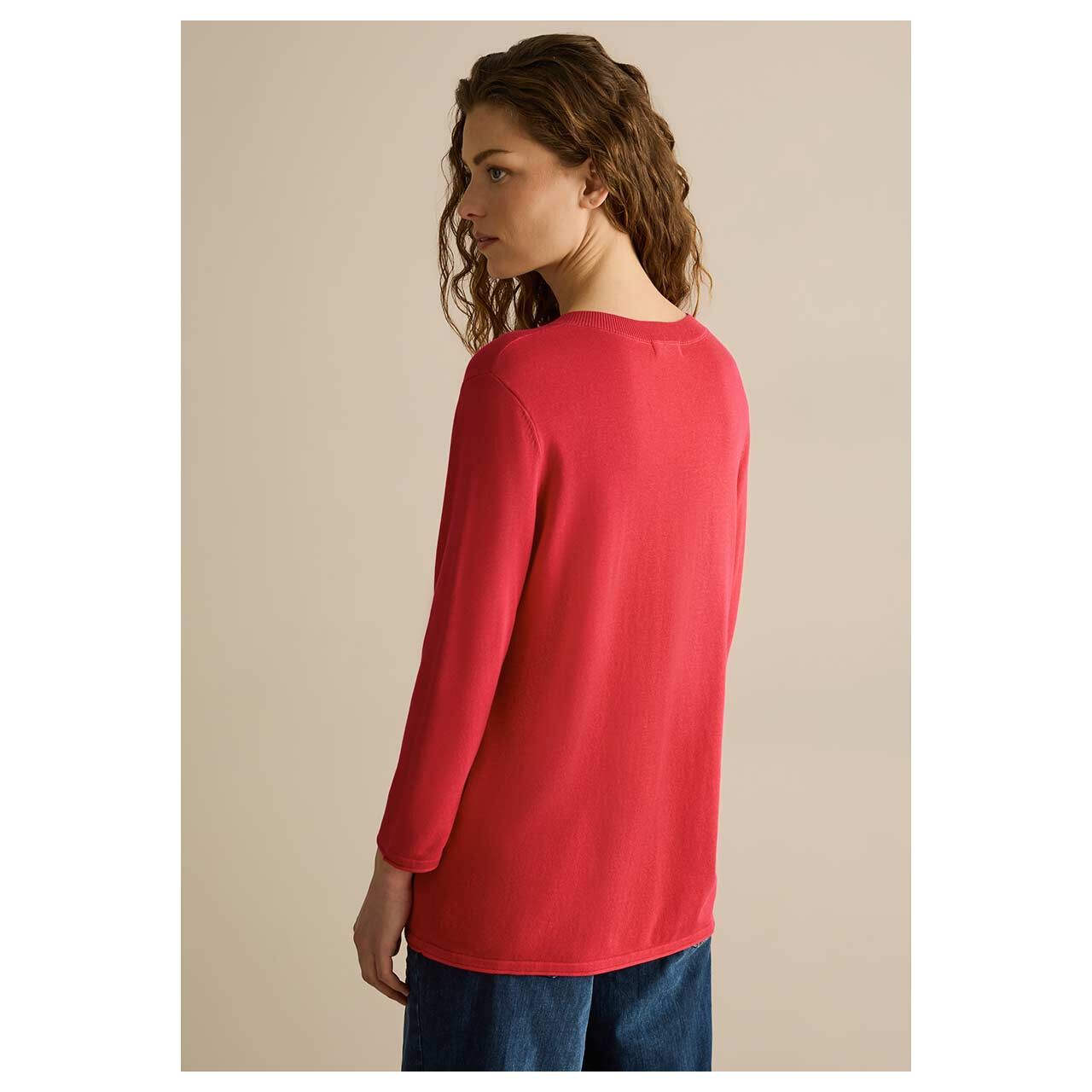 Cecil Damen 3/4 Arm Pullover V-neck Sweater granita red