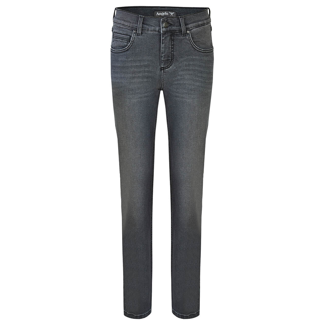 angels-jeans-cici-grey-used-buffi-crinkle-ansicht Stretch Damenjeans Cici von Angels in Dunkelgrau, Vorderansicht