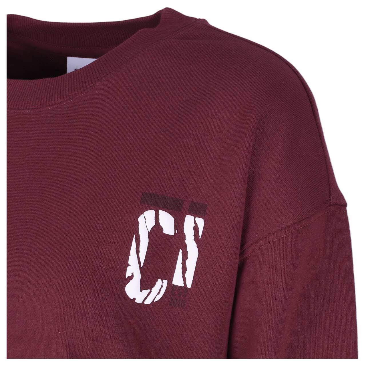Damen 3/4 Arm Sweatshirt von Comma in Burgunderrot, Detailansicht Logo-Print