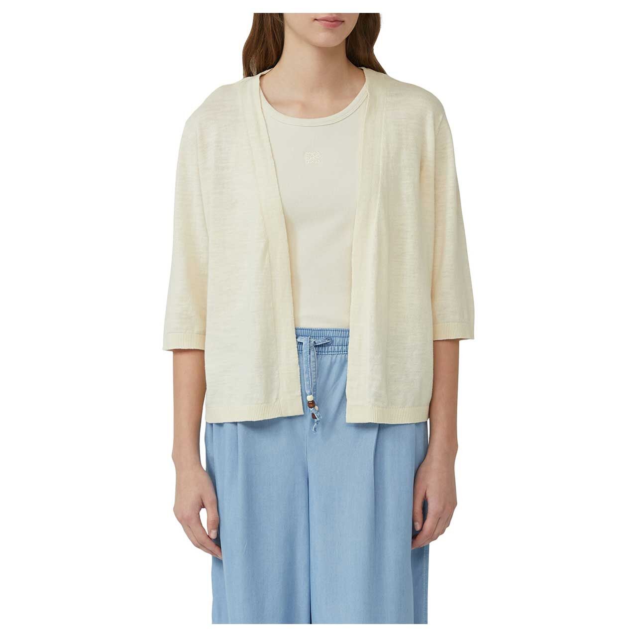 Damen 3/4 Arm Strickjacke von s.Oliver in Cremeweiß, detaillierte Ansicht am Oberkörper