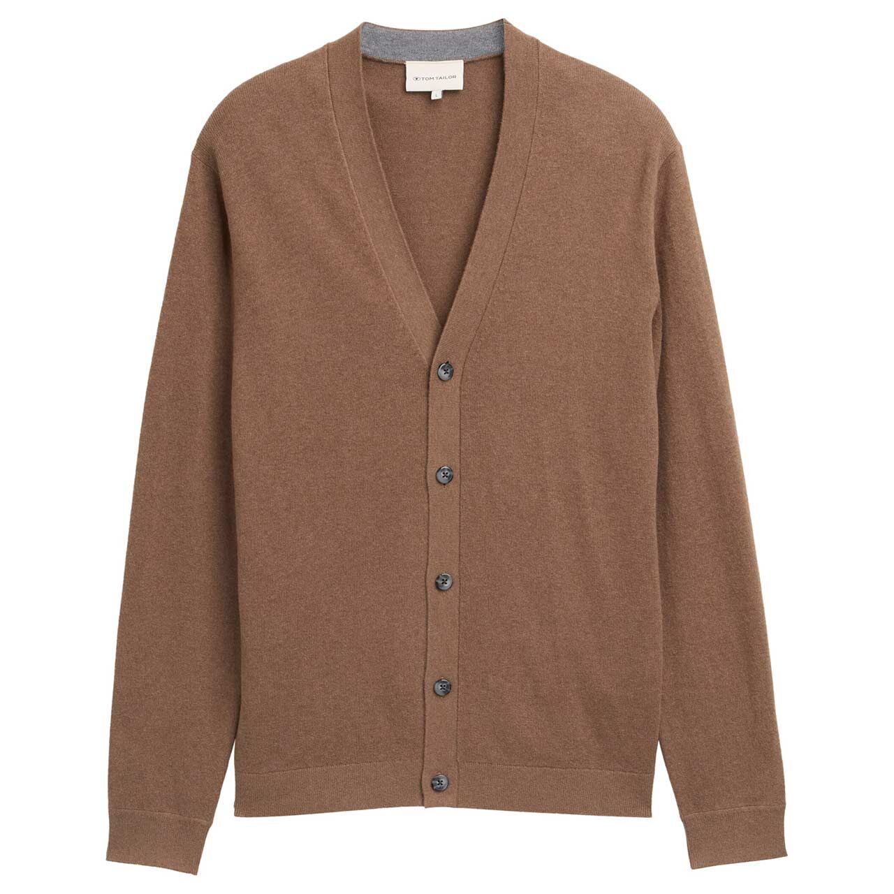 Tom Tailor Herren Strickjacke Cashmere Cardigan dark taupe melange Tom Tailor Herren Strickjacke Cashmere Cardigan dark taupe melange