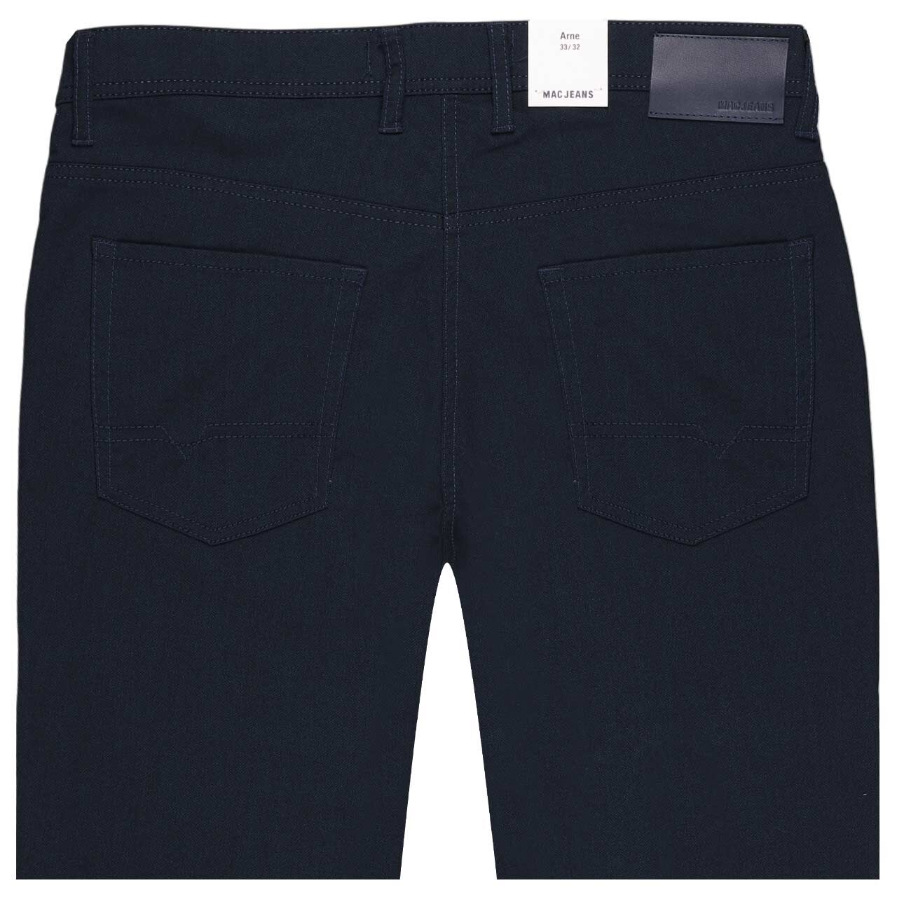 Stretch Herren Hose Arne von MAC in Dunkelblau mit Print, detaillierte Rückansicht