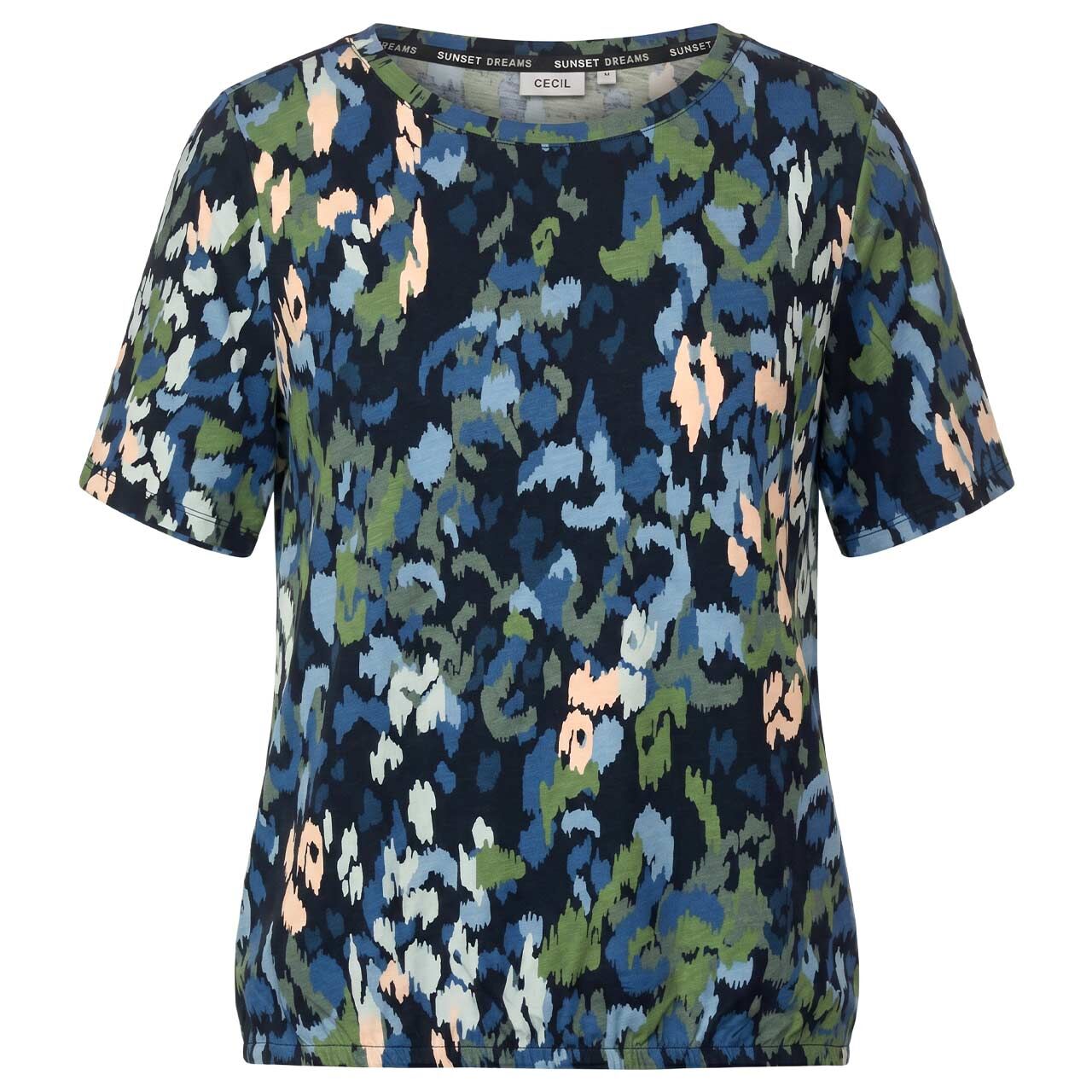 Cecil Damen T-Shirt Multi urban dark blue alloverprint