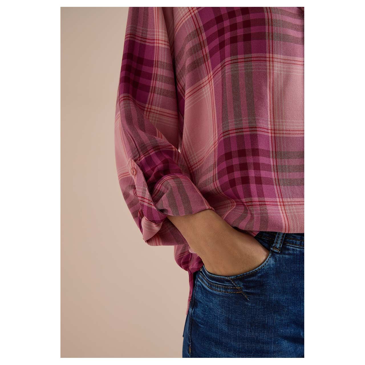 Cecil Damen Langarm Bluse Check velvet rose