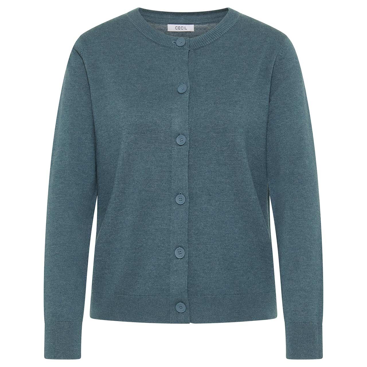 Cecil Damen Strickjacke Buttoned Cardigan dull teal blue melange