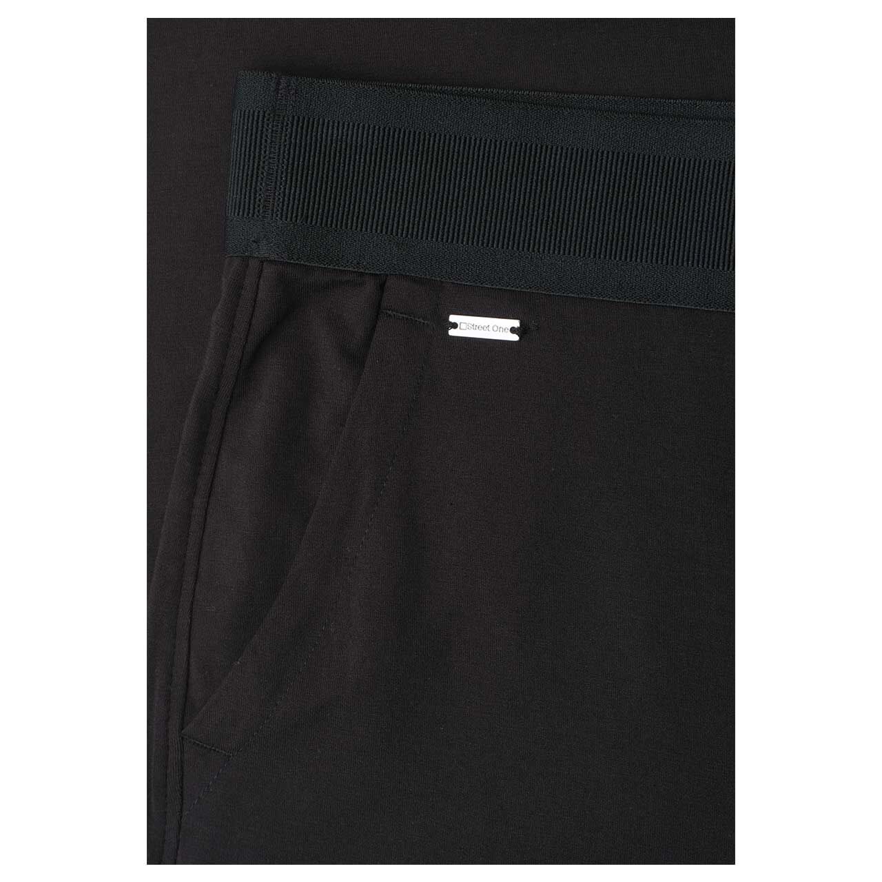 Stretch Damen 7/8 Hose Emee Wide Leg von Street One in Schwarz, Detailansicht Logo
