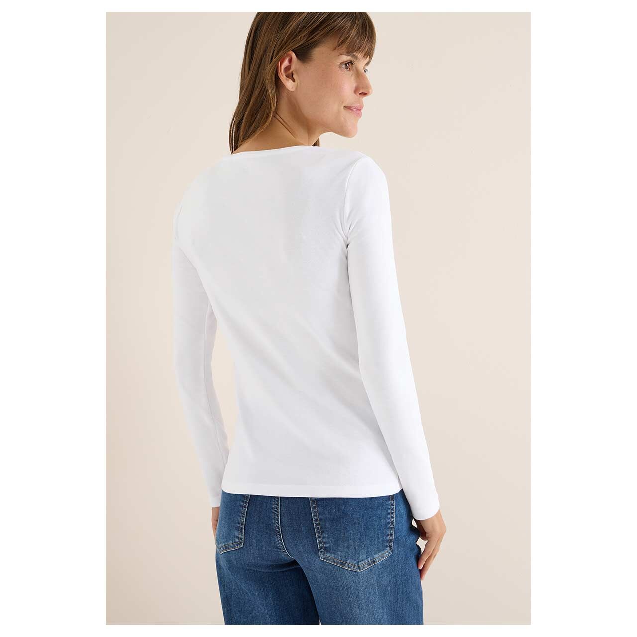 Damen Langarm Shirt Pia von Cecil in Weiß, Rückansicht am Model