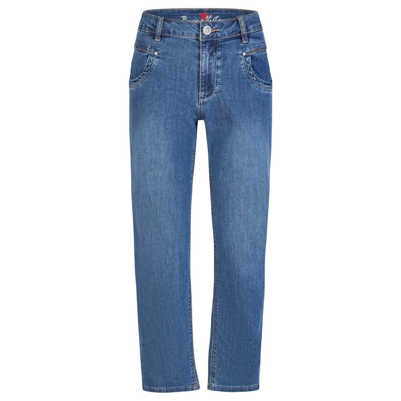 Damenjeans Anna C 7/8 Straight Stretch Denim von Buena Vista in Blau angewaschen, Vorderansicht