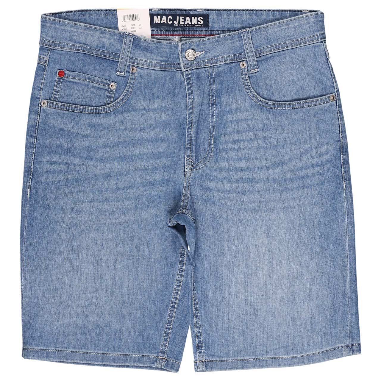 Stretch Herrenjeans Arne Bermuda von MAC in Hellblau angewaschen, Vorderansicht