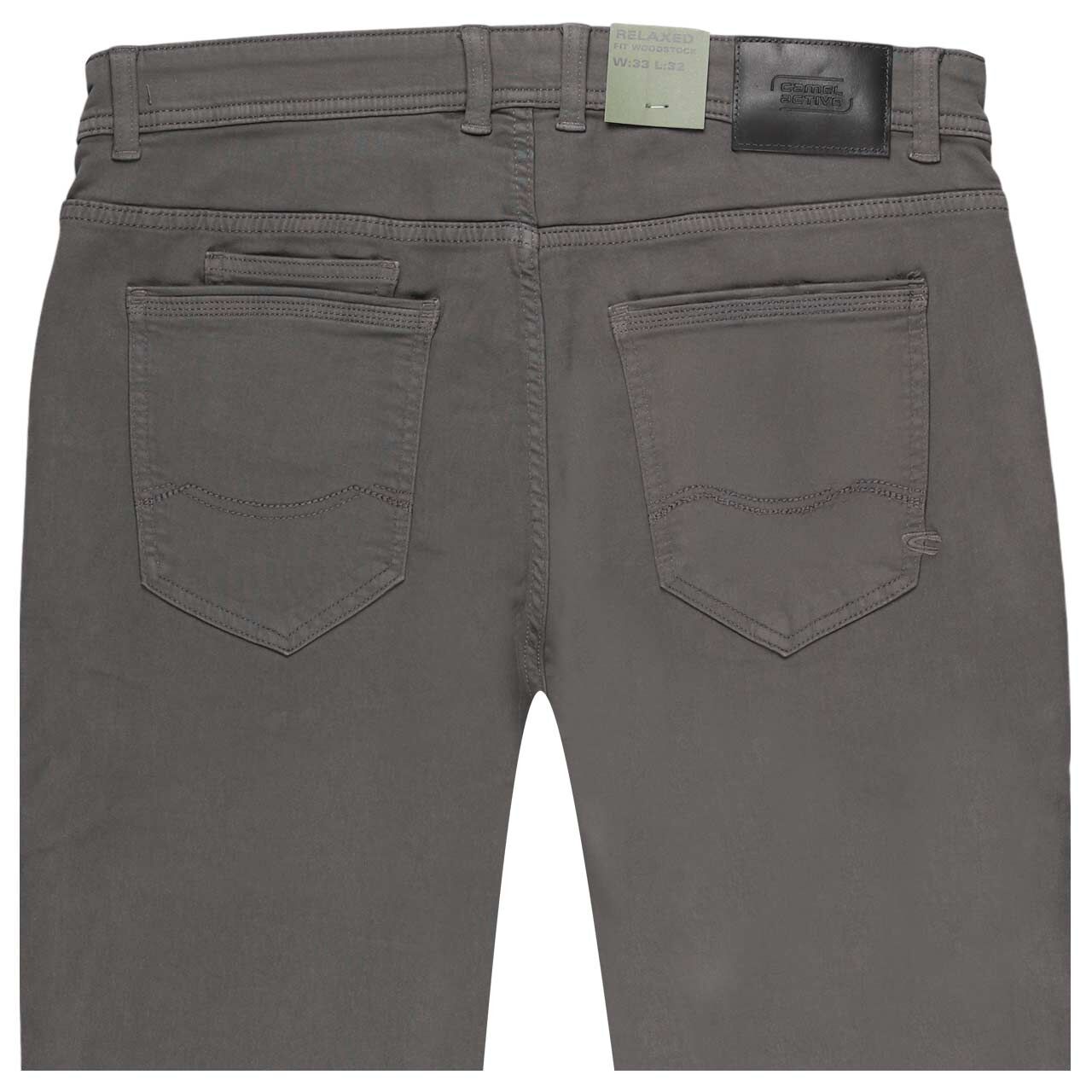 Stretch Herren Baumwollhose Woodstock von Camel active in Dunkelgrau, detaillierte Rückansicht
