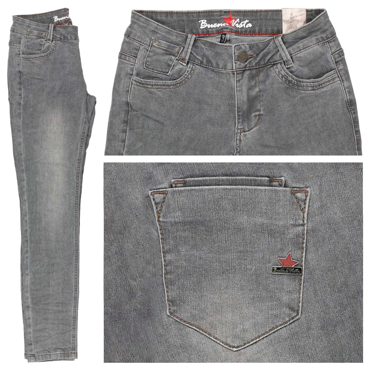 Buena Vista Kim-Zip Cropped Stretch Denim Ankle Jeans anthracite denim