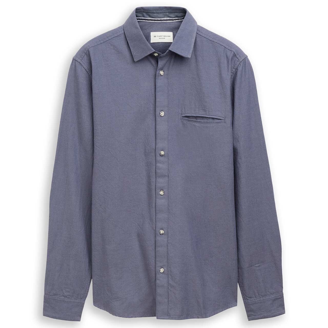 Tom Tailor Herren Langarm Hemd blue twill structure melange