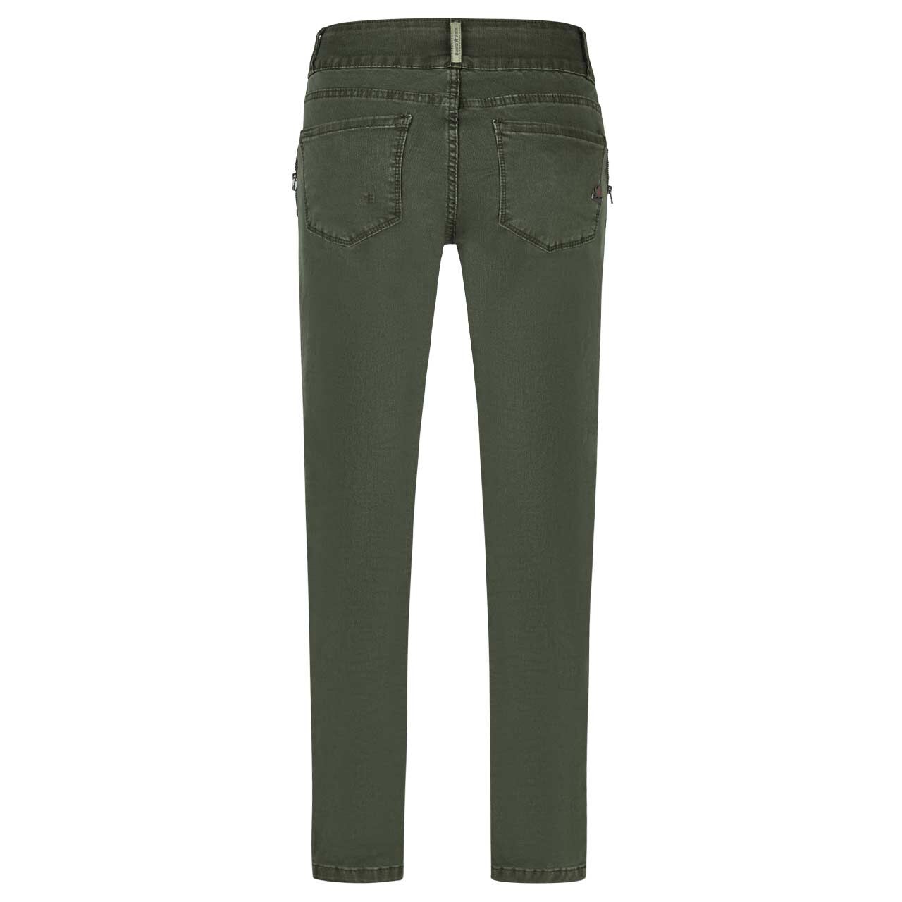 Damen Ankle Baumwollhose Tummyless Cropped Stretch Twill von Buena Vista in Dunklegrün, Rückansicht
