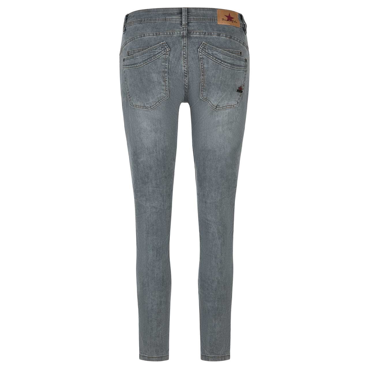 Damen Ankle Jeans Malibu Cropped Stretch Denim in Grau angewaschen, Rückansicht