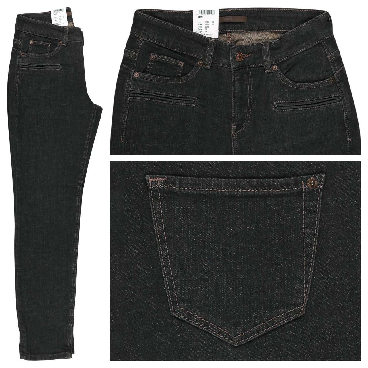 MAC Slim Jeans brown tinted black wash