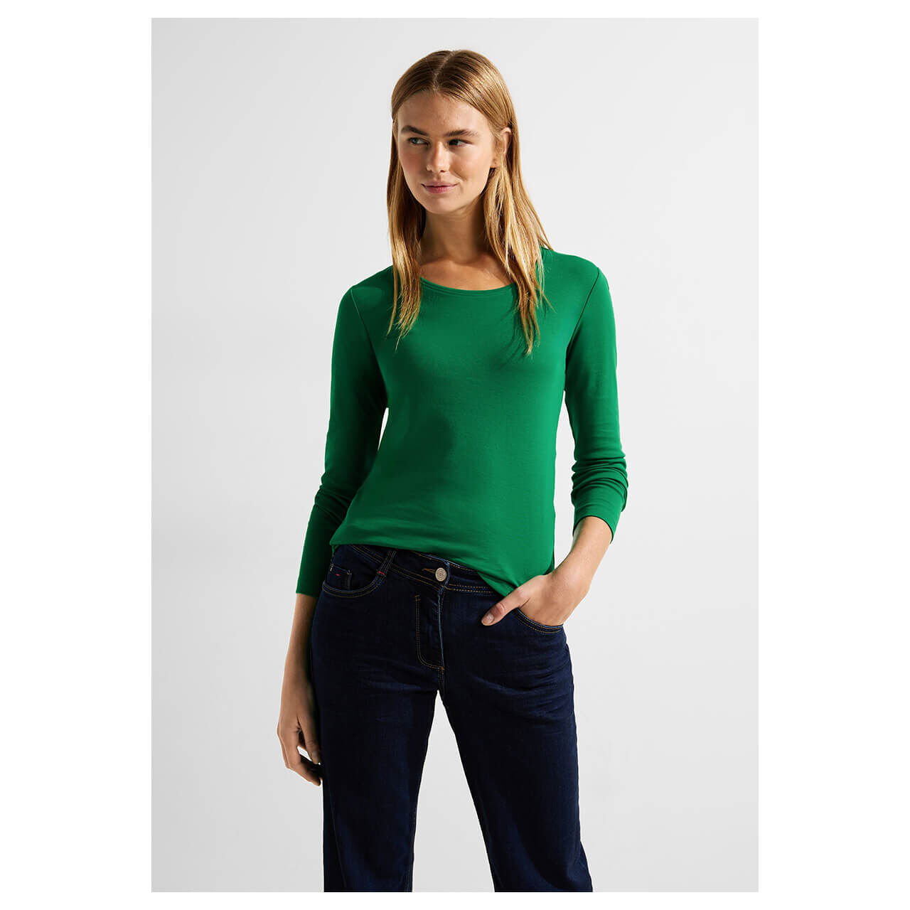 Cecil Damen Langarm Shirt Pia easy green