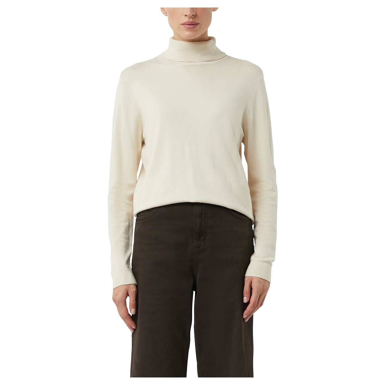 Damen Rollkragen Pullover von Comma in Beige, detaillierte Vorderansicht