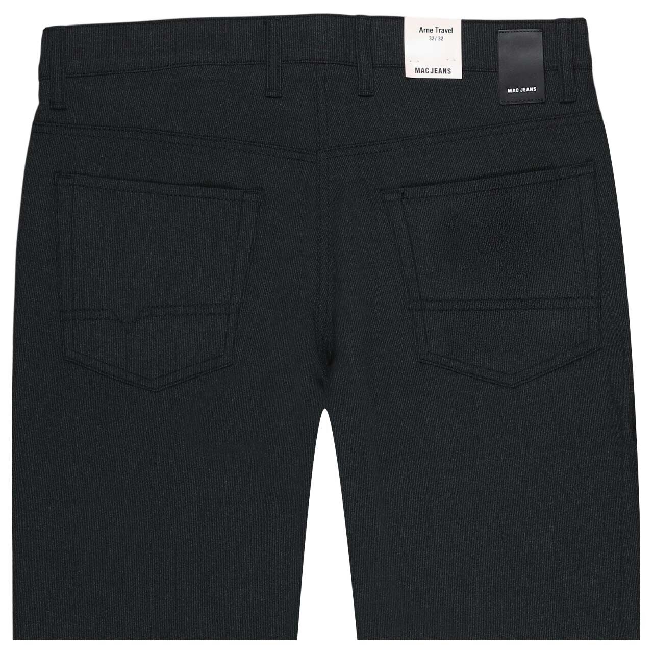 Stretch Herrenhose Arne Travel von MAC in Schwarz, detaillierte Rückansicht
