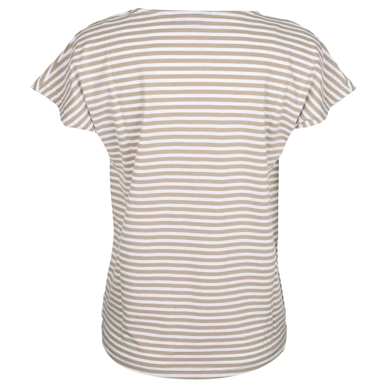 Damen T-Shirt Selma von Elbsand in Hellbraun gestreift, Rückansicht