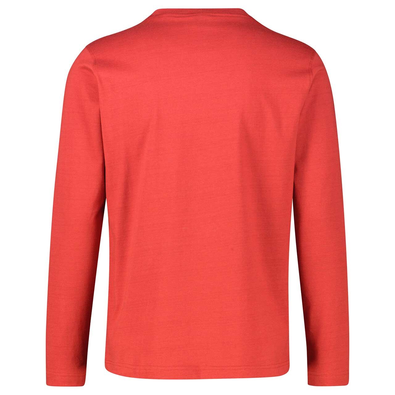 Herren Langarm Shirt Henley von Lerros in Rot meliert, Rückansicht