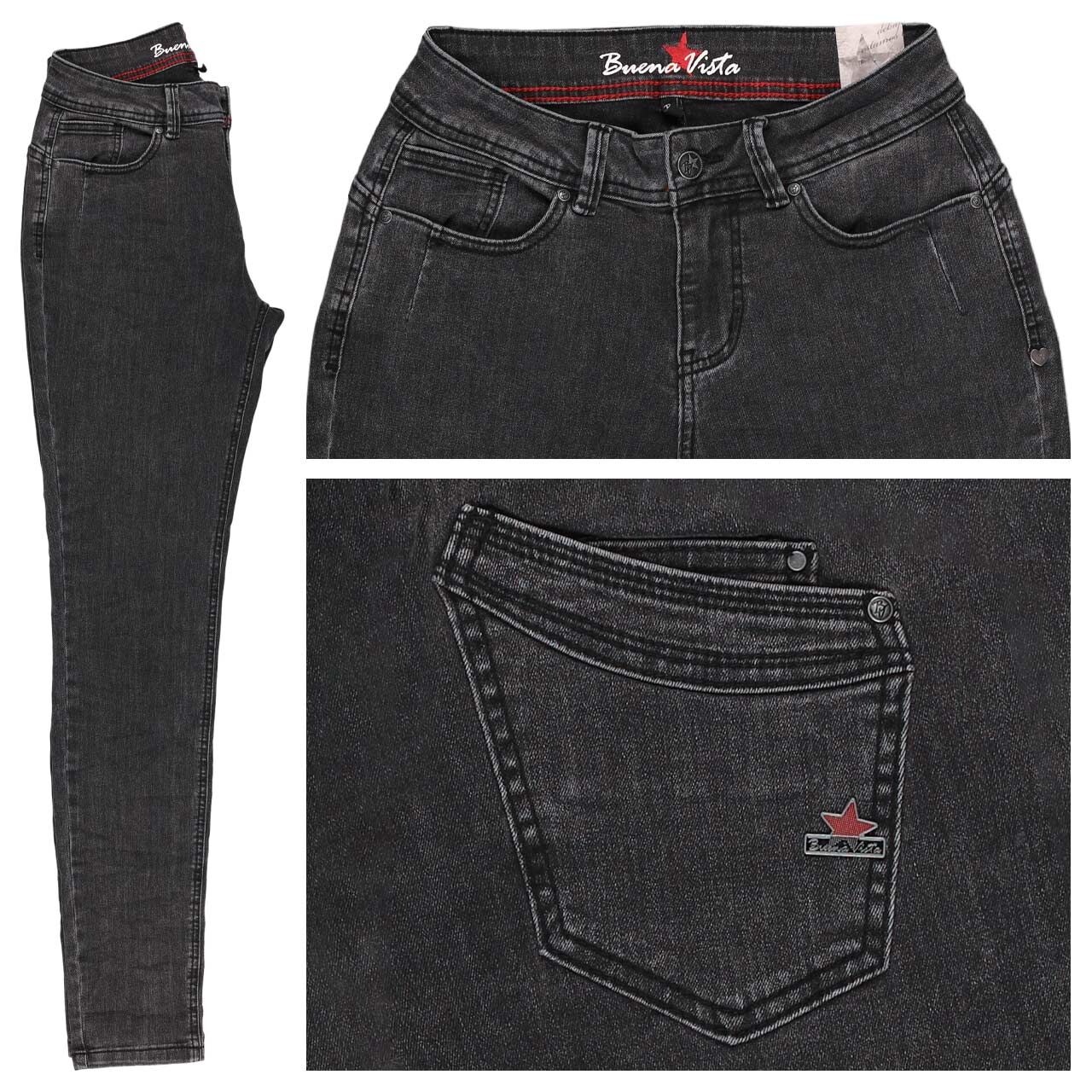 Buena Vista Malibu-Zip High Stretch Denim Jeans black denim