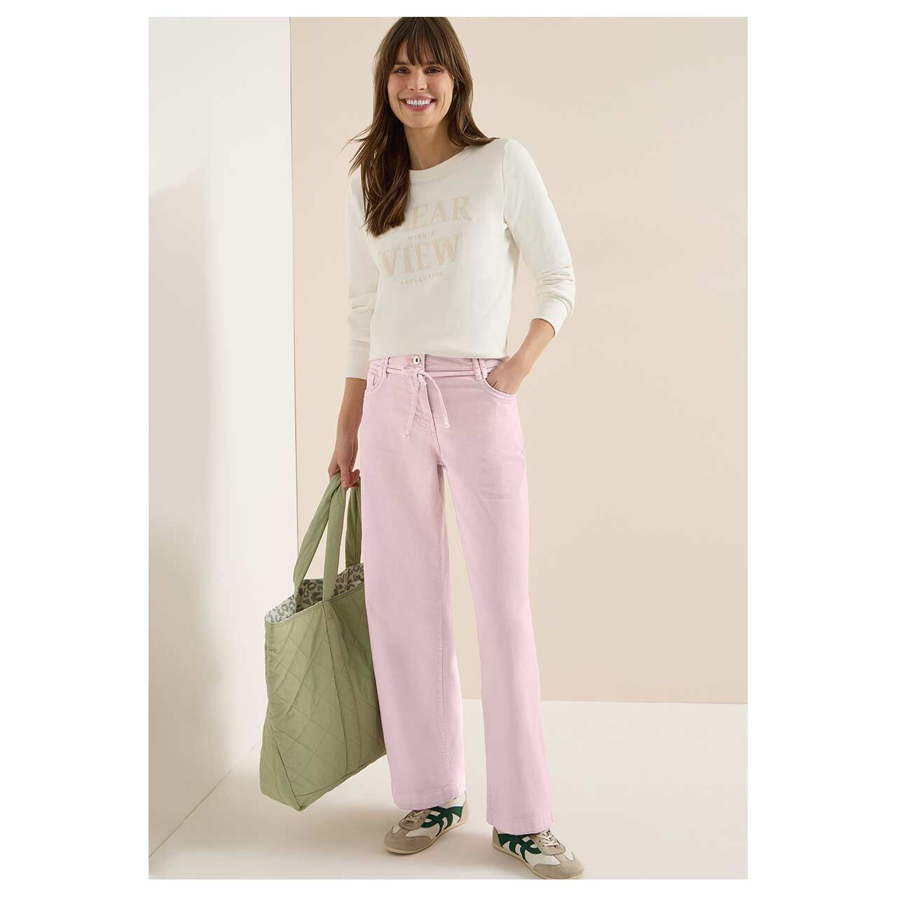 Damenjeans Neele Color von Cecil in Rosa, Ganzkörperansicht am Model