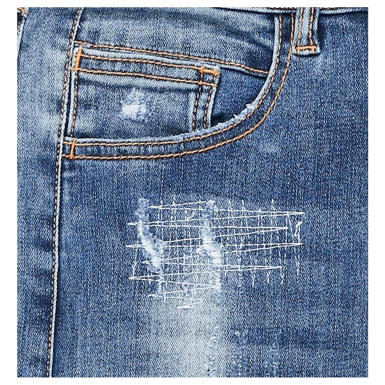 Damenjeans Cosmopolitan von Senoritas ICON in Blau angewaschen mit Destroyed-Effekten, Detailansicht Destroyed-Effekt