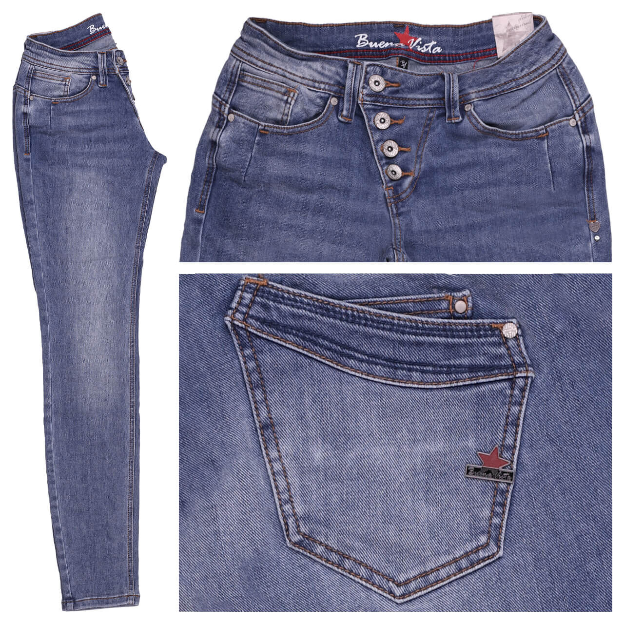 Buena Vista Malibu Stretch Denim Jeans midstone blue  