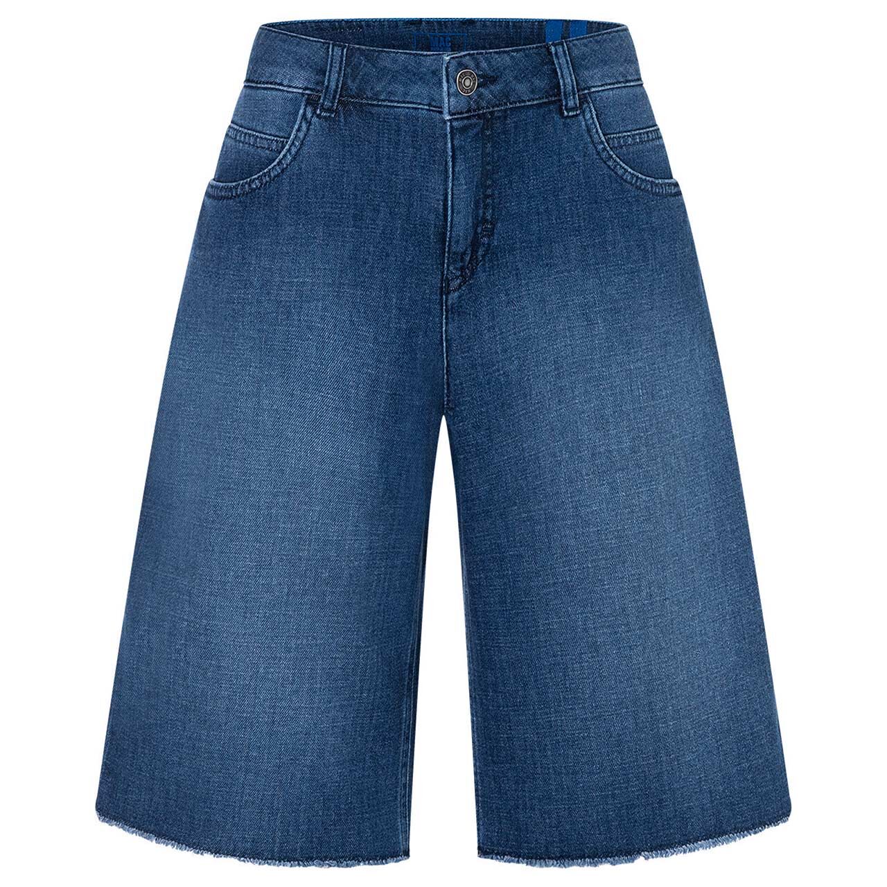 Stretch Damenjeans Rich Bermuda von MAC in Blau angewaschen, Vorderansicht