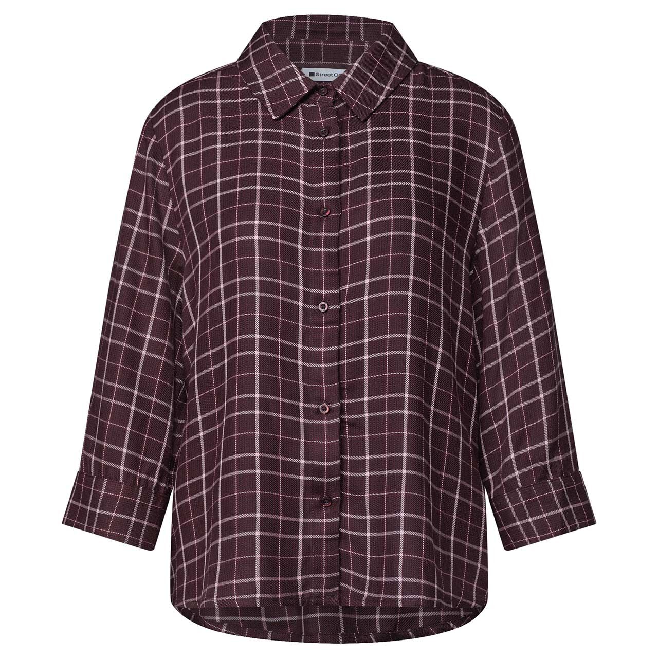 Street One Damen 3/4 Arm Bluse Check Shirtcollar rustic rouge