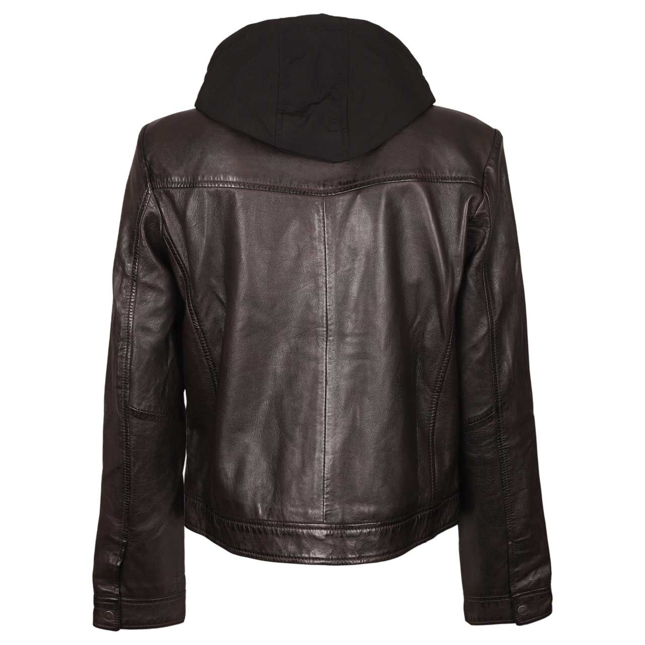Damen Lederjacke Avih von Mauritius in Dunkelbraun, Rückansicht