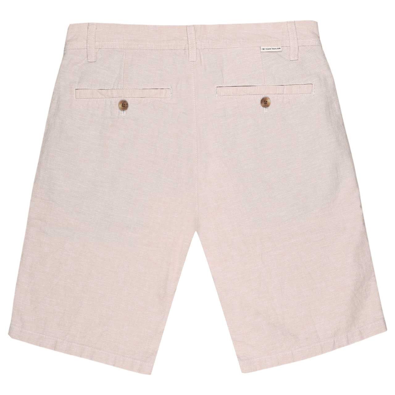 Herren Chino Leinen Bermuda von Tom Tailor in Beige meliert, Rückansicht