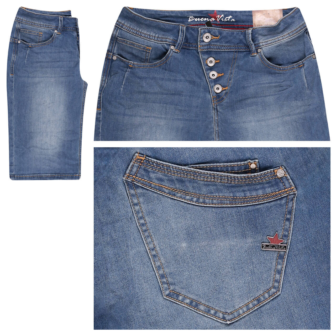 Buena Vista Jeans Malibu-Short Stretch Denim spring blue