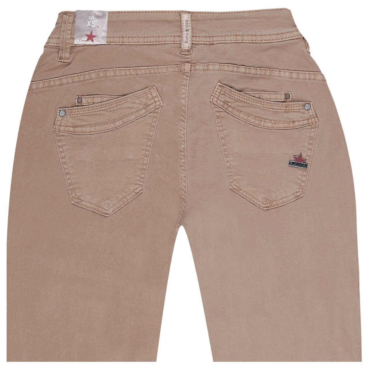 Damen Ankle Baumwollhose Malibu Cropped Summer Stretch Twill von Buena Vista in Hellbraun, detaillierte Rückansicht